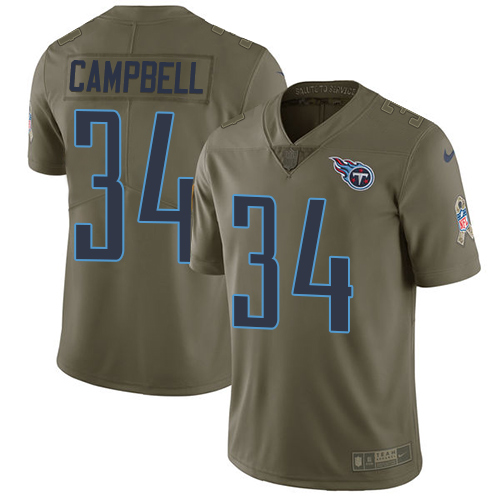 Nike Titans #34 Earl Campbell Olive Men's Stitched NFL Limited Salute to Service Jersey